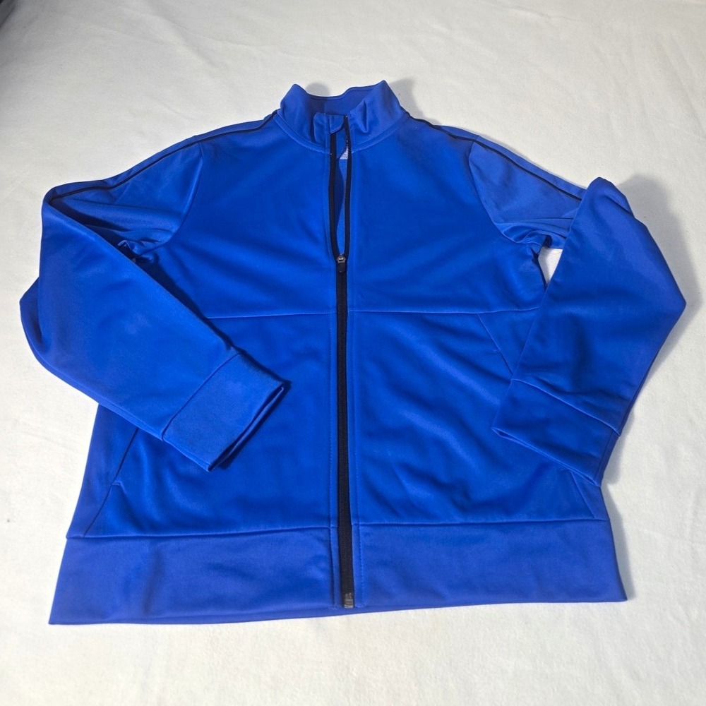 Tek Gear Women's Blue Fleece Track Jacket Full Zip Pockets Size L (14-16)